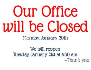 Parish Offices Closed Monday, Jan 20